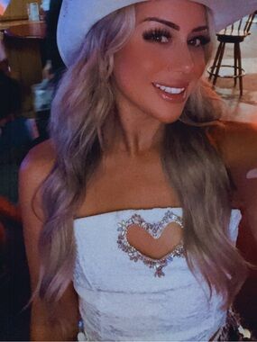 Lulu's White Strapless Embellished Heart Cutout Top